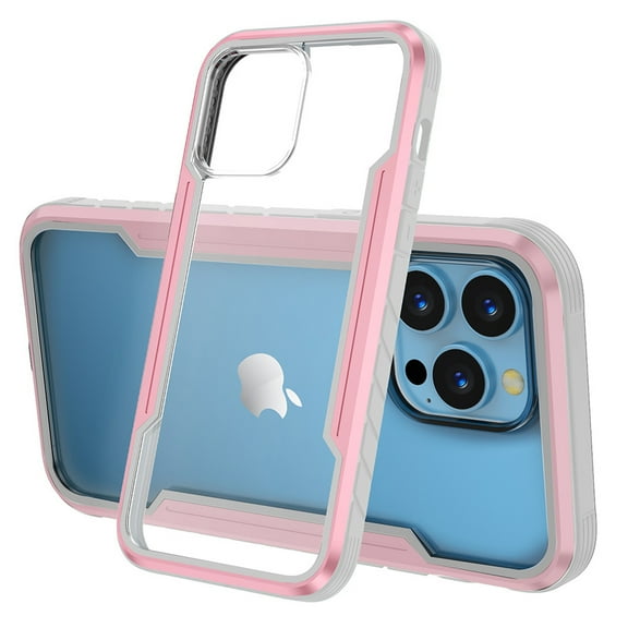 Case for iPhone 16 Pro Max, [Military Grade Drop Protection] [Wireless Charging] Soft TPU Frame + Clear Hard PC Back Case, Shockproof Non-Slip Stylish Cover for iPhone 16 Pro Max - Rosegold