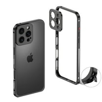 Case for iPhone 16 Pro Max, Rugged Metal Frame with Metal Camera Lens Cover, Shockproof Anti-Drop Durable Protective Heat Dissipation Bumper Case Without Back, for iPhone 16 Pro Max, Black