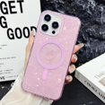 thumbnail image 1 of Case for iPhone 16 Pro Max Sparkle Glitter Bling Shell Pattern Magnetic Cover, Compatible with MagSafe Wireless Charging, Slim Lightweight TPU Bumper Shpckproof Case for iPhone 16 Pro Max, Pink, 1 of 11