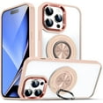 thumbnail image 1 of Case for iPhone 16 Pro Max,TPU+PC [Built-in Rotatable Magnetic Kickstand] Clear Back Design Heavy Duty Drop Protection Shockproof Phone Case for iPhone 16 Pro Max,6.9 Inch 2024 (Pink), 1 of 10