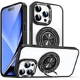 thumbnail image 1 of Case for iPhone 16 Pro Max,TPU+PC [Built-in Rotatable Magnetic Kickstand] Clear Back Design Heavy Duty Drop Protection Shockproof Phone Case for iPhone 16 Pro Max,6.9 Inch 2024 (Black), 1 of 10