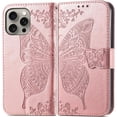 thumbnail image 1 of Case for iPhone 16 Pro Max Wallet Case for Women, Leather Flip Phone Case with Kickstand Magnetic and Card Holder Protective Case Cover for iPhone 16 Pro Max 6.9 inch Butterfly Rose Gold SD, 1 of 10