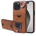 thumbnail image 1 of Case for iPhone 16 Pro Max Wallet with Credit Card Holder & Finger Ring Kickstand, Premium PU Leather Slim Cover Shockproof Scratch Resistant Full Protection Phone Case for iPhone 16 Pro Max, Brown, 1 of 10