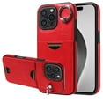 thumbnail image 1 of Case for iPhone 16 Pro Max Wallet with Credit Card Holder & Finger Ring Kickstand, Premium PU Leather Slim Cover Shockproof Scratch Resistant Full Protection Phone Case for iPhone 16 Pro Max, Red, 1 of 10