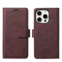 Case for iPhone 16 Pro, PU Leather Folio Wallet Case with Detachable Magsafe Back Case, Kickstand Magnetic Closure Card Slots Full Body Protection Classic Business Men Women - Red