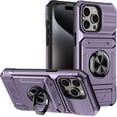thumbnail image 1 of Case for iPhone 16 Pro,TPU+PC [Built-in Magnetic Kickstand] with Card Holder Dual-Layer Design Heavy Duty Shockproof Protection Phone Case for iPhone 16 Pro,6.3 Inch 2024 (Purple), 1 of 11