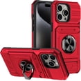 thumbnail image 1 of Case for iPhone 16 Pro,TPU+PC [Built-in Magnetic Kickstand] with Card Holder Dual-Layer Design Heavy Duty Shockproof Protection Phone Case for iPhone 16 Pro,6.3 Inch 2024 (Red), 1 of 9