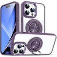 thumbnail image 1 of Case for iPhone 16 Pro,TPU+PC [Built-in Rotatable Magnetic Kickstand] Clear Back Design Heavy Duty Drop Protection Shockproof Phone Case for iPhone 16 Pro,6.3 Inch 2024 (Purple), 1 of 10