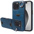 thumbnail image 1 of Case for iPhone 16 Pro Wallet with Credit Card Holder & Finger Ring Kickstand, Premium PU Leather Slim Cover Shockproof Scratch Resistant Full Protection Phone Case for iPhone 16 Pro, Blue, 1 of 10