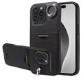 thumbnail image 1 of Case for iPhone 16 Pro Wallet with Credit Card Holder & Finger Ring Kickstand, Premium PU Leather Slim Cover Shockproof Scratch Resistant Full Protection Phone Case for iPhone 16 Pro, Black, 1 of 10