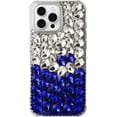 thumbnail image 1 of Case for iPhone 16 Pro,iPhone 16 Pro Case,3D Handmade Sparkle Stunning Stones Crystal Diamond Bling Glitter Girls Women Shockproof Phone Case for iPhone 16 Pro,6.3 inch 2024 (White/Blue), 1 of 6