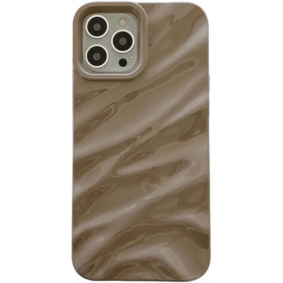Case for iPhone 16 Pro,iPhone 16 Pro Case,Cute Water Ripple Pattern Curly Wave Shockproof Soft TPU Case for Girls Boys Silicone Non-Slip Phone Case for iPhone 16 Pro,6.3 inch 2024 (Kahki)