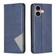 thumbnail image 1 of Case for iPhone 16,Rhombus Pattern Flip Wallet Leather Case with Card Holder Magnetic Closure Shockproof Kickstand Protective Phone Cases Cover,Blue,For iPhone 16, 1 of 10