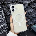 thumbnail image 1 of Case for iPhone 16 Sparkle Glitter Bling Shell Pattern Magnetic Cover, Compatible with MagSafe Wireless Charging, Slim Lightweight TPU Bumper Shpckproof Case for iPhone 16, White, 1 of 8