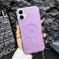 thumbnail image 1 of Case for iPhone 16 Sparkle Glitter Bling Shell Pattern Magnetic Cover, Compatible with MagSafe Wireless Charging, Slim Lightweight TPU Bumper Shpckproof Case for iPhone 16, Purple, 1 of 8