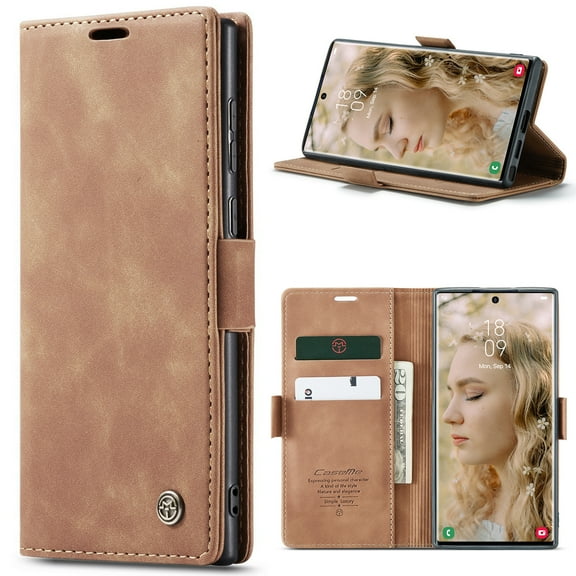 Case For iPhone 16 Wallet Case, [RFID Blocking] Card Holder Stand [Shockproof TPU Interior Case] PU Leather Magnetic Protective Flip Cover for iPhone 16,Brown