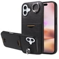 thumbnail image 1 of Case for iPhone 16 Wallet with Credit Card Holder & Finger Ring Kickstand, Premium PU Leather Slim Cover Shockproof Scratch Resistant Full Protection Phone Case for iPhone 16, Black, 1 of 10