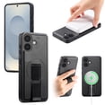 thumbnail image 1 of Case for iPhone 16 with Woven Wristband, Premium PU Leather + TPU Material, Drop Protective Lightweight Magnetic Shockproof Anti-Scratch Phone Case Cover for iPhone 16, Black, 1 of 9