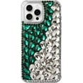 thumbnail image 1 of Case for iPhone 16,iPhone 16 Case,3D Handmade Sparkle Stunning Stones Crystal Diamond Bling Glitter Girls Women Shockproof Phone Case for iPhone 16,6.1 inch 2024 (Green/White), 1 of 6