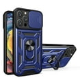 thumbnail image 1 of Case for iPhone 16, for iPhone 16 Phone Case with Sliding Camera Cover, Kickstand Heavy Duty Rugged Shockproof Military Grade Protective Cover for iPhone 16, Blue, 1 of 11