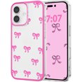 thumbnail image 1 of Case for iPhone 16/plus/pro/pro max/e, Clear Cute Ribbon Bowknot Pattern Aesthetic Transparent Phone Case Raised Camera Protection Stylish Slim Soft Durable TPU Protective Cover for Women Girls, 1 of 9