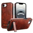 thumbnail image 1 of Case for iPhone 16e for Men Women, Compatible with Magsafe, Stylish Ultra Slim Anti-Slip PU Leather Drop Protective Luxury Lightweight Bracket Phone Cover for iPhone 16e, Brown, 1 of 8
