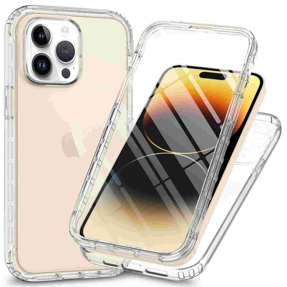 Case for iPhone 16e with Screen Protector, Full Body Drop Protection Front and Back Soft TPU Clear Heavy Duty Shockproof Bumper Transparent Slim Cover for iPhone 16e, Clear