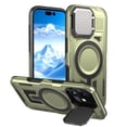 thumbnail image 1 of Case for iPhone 17 6.1-inch with Adjustable Metal Camera Lens Cover Stand Compatible with MagSafe [Military-Grade Protection] Rugged Heavy Duty Magnetic Case,Green,For iPhone 17, 1 of 6