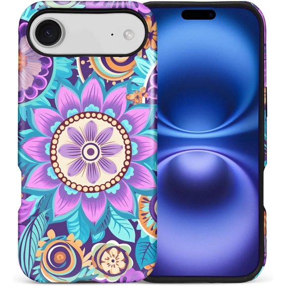 Case for iPhone 17 Air, Vintage Datura Flowers Design Hybrid Dual Protection Soft TPU Hard PC Shockproof Anti Scratch Cover Men Women Stylish Protective Phone Case