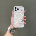 thumbnail image 1 of Case for iPhone 17 (Compatible with MagSafe) Floral Flowers Design Translucent Phone Cover Soft TPU + Hard PC Anti-Scratch Shockproof Magnetic Cute Case for Women,C, 1 of 7