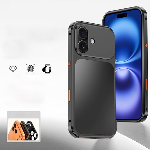 Case for iPhone 17, Compatible with MagSafe, Metal Shockproof Magnetic Protective Cover with Speaker Dust Cover, Snap Buckle Switch and PC Fine Hole Protective Ring, Black
