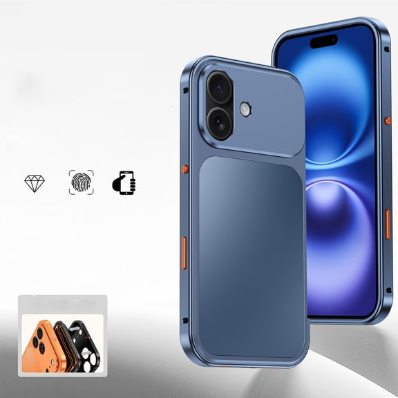 Case for iPhone 17, Compatible with MagSafe, Metal Shockproof Magnetic Protective Cover with Speaker Dust Cover, Snap Buckle Switch and PC Fine Hole Protective Ring, Blue