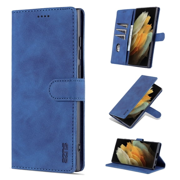 Case for iPhone 17, Leather iPhone 17 Wallet Magnetic Book Protection Cover, Kickstand RFID Blocking Credit Card Holder Compatible with iPhone 17, Blue