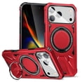thumbnail image 1 of Case for iPhone 17 Pro 6.3" with 360° Spin Magnetic Stand Ring Holder, Compatible with MagSafe, 16FT Mil-Grade Shockproof Dropproof Tough Rugged Protective Case Cover,Red,For iPhone 17 Pro, 1 of 8