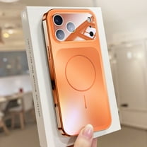 Hard PC Case for iPhone 17 Pro, Transforms Phone into iPhone 17 Pro Max Style, Compatible with MagSafe, Glossy Slim Anti-Scratch Anti-Fingerprint Protective Cover with Lens Protector, Orange