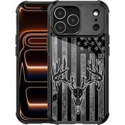 Case for iPhone 17 Pro Max Case, American Deer Flag Case for iPhone 17 Pro Max Design for Men Boys [Anti-Scratch] Non-Slip+Shockproof Rugged TPU Protective Case