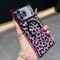 Case for iPhone 17 Pro Max, Compatible with MagSafe Gradient Glitter Bling Leopard Design Plating Camera Lens Protection Clear Soft Shockproof Anti-Scratch Cover for Women Girls, Darkpurple