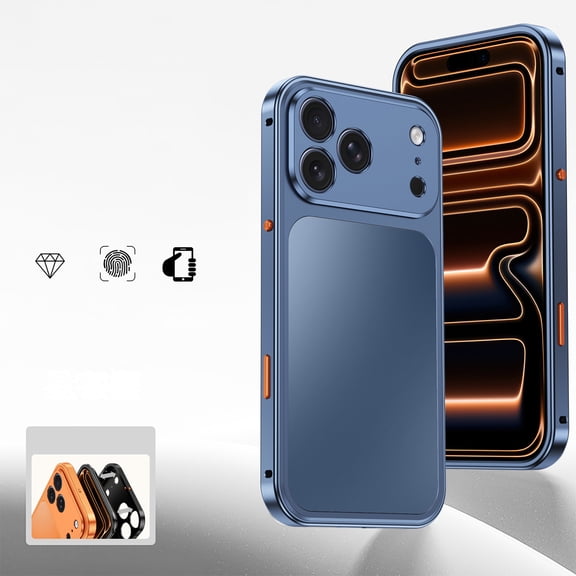 Case for iPhone 17 Pro Max, Compatible with MagSafe, Metal Shockproof Magnetic Protective Cover with Speaker Dust Cover, Snap Buckle Switch and PC Fine Hole Protective Ring, Blue