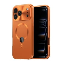 Case for iPhone 17 Pro Max, Compatible with Magsafe 360 Degree Full Body Protection Case Magnetic Attraction Metal Bumper   Front Glass   PC Back Cover for iPhone 17 Pro Max - Orange