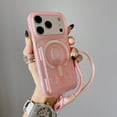 thumbnail image 1 of Case for iPhone 17 Pro Max with Detachable Magnetic Card Slot and Wrist Strap, Compatible with MagSafe, Luxury TPU PC Anti-Scratch Protective Transparent Back Case, for iPhone 17 Pro Max, Pink, 1 of 7