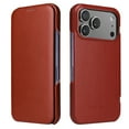 thumbnail image 1 of Case for iPhone 17 Pro Max, Genuine Leather Flip Case with Microfiber Lining, Support Wireless Charging, Business Classic Shockproof Magnetic Clasp Phone Cover for iPhone 17 Pro Max, Brown, 1 of 10