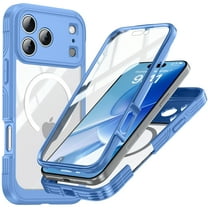 Case for iPhone 17 Pro Max, Heavy Duty & Rugged [Built-in Screen Protector] Shockproof Drop Protection with Port Anti-Dust/Scratch 360 Full Body Phone Cases For iPhone 17 Pro Max,Blue