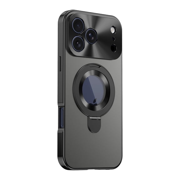 Case for iPhone 17 Pro Max, Luxury PC Protective Cover with 0–150° Adjustable Magnetic Ring Kickstand, Anti-Peep Privacy Front Film, Shockproof 2-in-1 Design for iPhone 17 Pro Max, Black