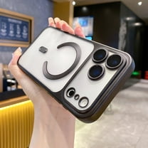 Case for iPhone 17 Pro Max, Luxury Soft TPU Transparent Magnetic Anti-Scratch Shockproof Protective Wireless Charging Stylish Girls Women Phone Cover with Camera Lens Protector, Black