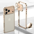 thumbnail image 1 of Case for iPhone 17 Pro Max, Rugged Metal Frame with Metal Camera Lens Cover, Shockproof Anti-Drop Durable Protective Heat Dissipation Bumper Case Without Back, for iPhone 17 Pro Max, Gold, 1 of 10