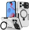 thumbnail image 1 of Case for iPhone 17 Pro Max, with Sliding Camera Cover, with Rotating Finger Ring Holder Magnetic Bracket Hybrid Hand Grip Protective Shockproof Phone Case Cover for iPhone 17 Pro Max - White, 1 of 10
