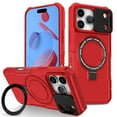 thumbnail image 1 of Case for iPhone 17 Pro, with Sliding Camera Cover & Ring Kickstand, Military Grade Drop Protective Hybrid Shockproof Anti-fall Phone Case Cover for iPhone 17 Pro, Red, 1 of 6