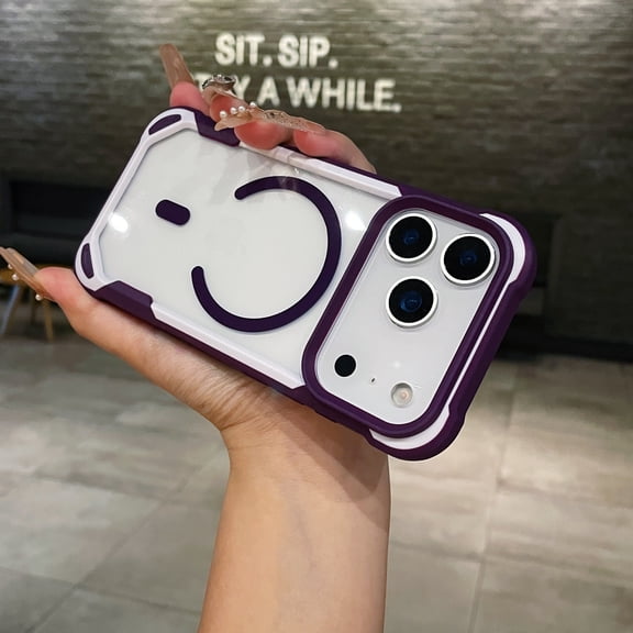 Case for iPhone 17 Pro, iPhone 17 Pro Magnetic TPU + PC Case [Compatible with MagSafe] Slim Translucent Matte Scratch-Resistant Back Shockproof Phone Case for iPhone 17 Pro - Purple