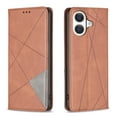 thumbnail image 1 of Case for iPhone 17,Rhombus Pattern Flip Wallet Leather Case with Card Holder Magnetic Closure Shockproof Kickstand Protective Phone Cases Cover,Brown,For iPhone 17, 1 of 10