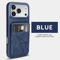 Case for iPhone 17 Wallet Case with Flip Kickstand, Credit Card Holder, Magnetic Buckle PU Leather Back Phone Case Shockproof Anti-Scratch Protective Cover for iPhone 17, Blue